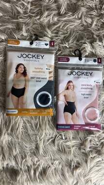 SMALL (2pk mid- High waist) Jockey Essentials Women's Smoothing Brief Bundle